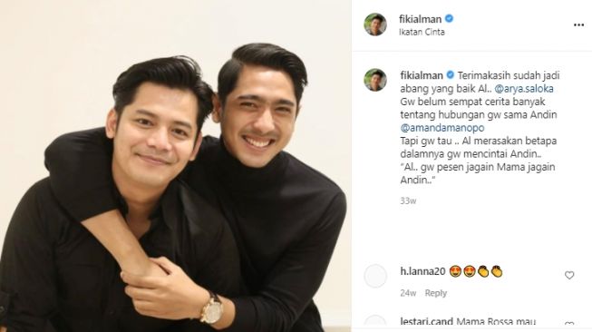 Arya Saloka dan Fiki Alman. Potret Kompak Aldebaran dan Roy Ikatan Cinta [Instagram]