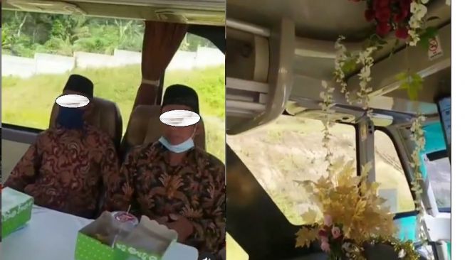 Acara pernikahan di atas bus yang tengah melaju viral di media sosial (Instagram)