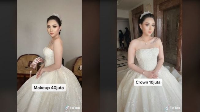 Viral Penampilan Pengantin Wanita Bayar Rp100 Juta Sebadan (tiktok.com/agustinusng)