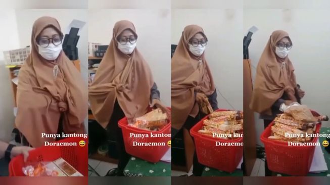 Viral Wanita Kepergok Mencuri Sekeranjang Makanan, Disimpan Dibalik Kerudung