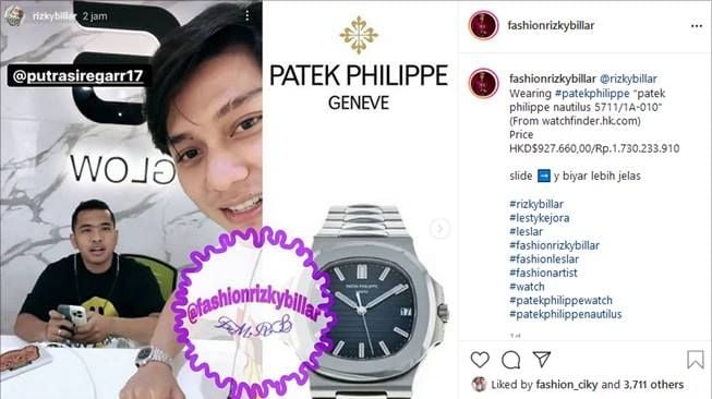 Rizky Billar pakai jam tangan seharga Rp1,7 miliar. (Instagram/@fashionrizkybillar)