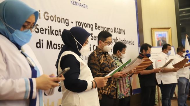 Kemnaker, Apindo, Kadin, dan Pekerja Gelar Deklarasi Gotong Royong