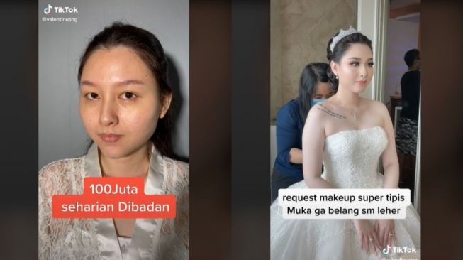 Viral Penampilan Pengantin Wanita Bayar Rp100 Juta Sebadan (tiktok.com/agustinusng)