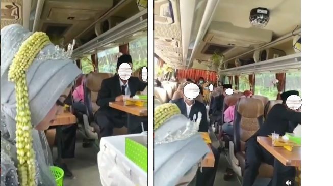 Viral Acara Pernikahan di Dalam Bus yang Lagi Melaju, Publik: Solusi Anti Grebek