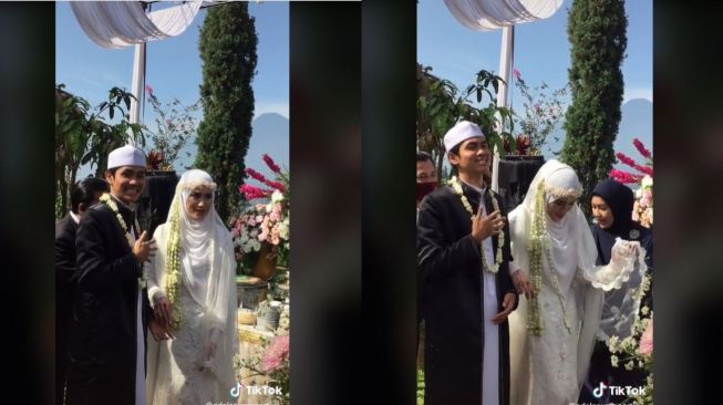 Bikin Gemas, Pengantin Wanita Canggung saat Gandeng Tangan Suami