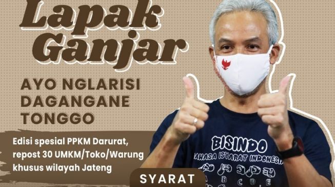 Beri Semangat pada UMKM selama PPKM Darurat, Lapak Ganjar akan Hadir Setiap Hari