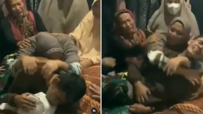 Anggota TNI Nangis Histeris Lihat Jenazah Istri Usai Bertugas, Sesenggukan Sampai Pingsan