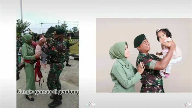 Kisah Wanita yang Punya Suami TNI, Pertemukan Ayah dan Anak untuk Kali Pertama (tiktok.com/@rininuraa)