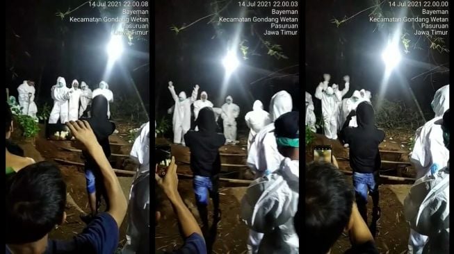 Viral! Tim Pemakaman Jenazah Covid-19 Joget TikTok di Area Makam, Netizen Geram