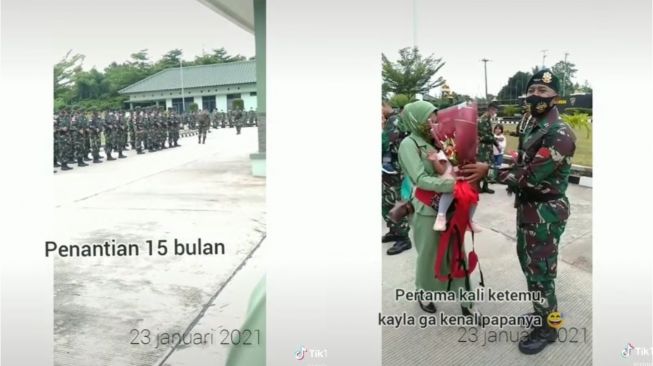 Kisah Wanita yang Punya Suami TNI, Pertemukan Ayah dan Anak untuk Kali Pertama (tiktok.com/@rininuraa)