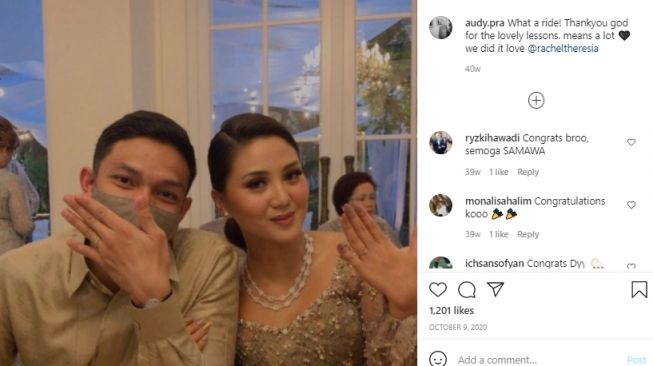 Potret Audy Pratama dan Rachel Theresia. [Instagram/audy.pra]