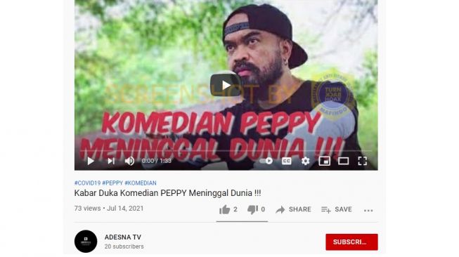 Cek Fakta benarkah komedian Peppy meninggal dunia? (turnbackhoax.id)