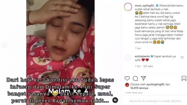 Potret Syifa Ayu Ting Ting melawan Covid-19. [Instagram/mom_ayting92_]