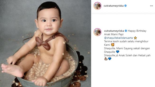 Anak Cut Meyriska dan Roger Danuarta, Baby Shaquille ultah (Instagram/@cutratumeyriska)