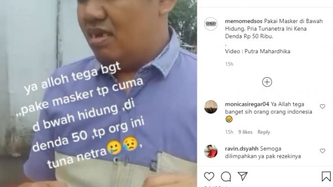 Viral Pria Tunanetra Didenda Rp Ribu Gegara Pakai Masker Di Bawah Hidung