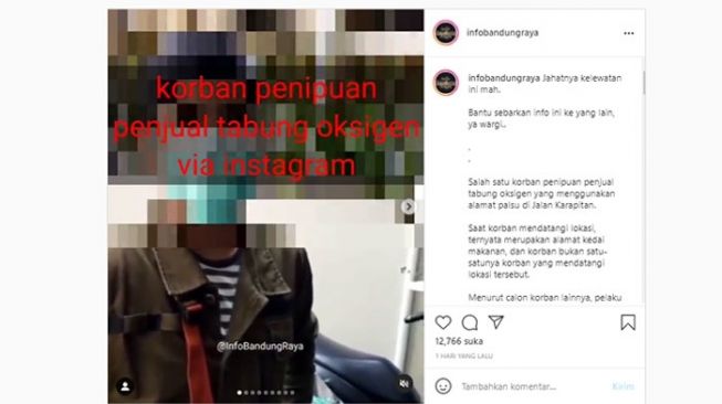 Catut Alamat Kafe, Penipuan Jual Beli Tabung Oksigen Resahkan Warga Bandung