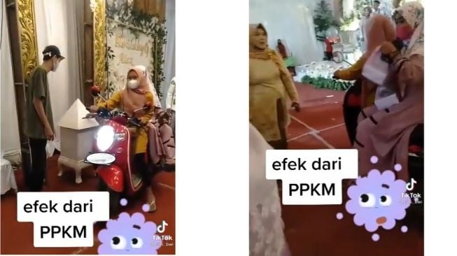 Heboh Pernikahan Drive Thru ala PPKM, Motor Tamu Undangan Sampai Dibawa Masuk ke Pelaminan