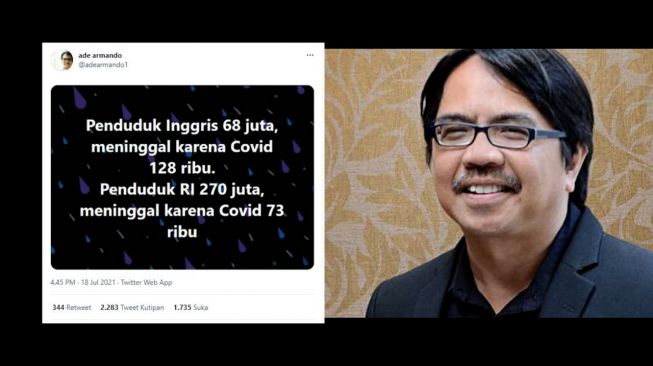 Bandingkan Angka Kematian Covid-19 RI dan Inggris, Ade Armando Dikeroyok Warganet