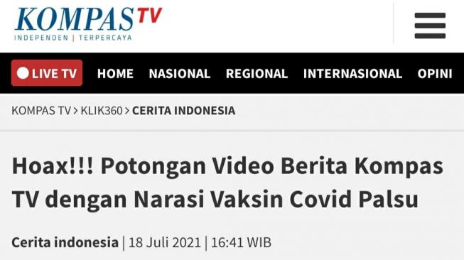 Benarkah Banyak Rumah Sakit yang Menerima Vaksin Palsu (Turnbackhoax.id)