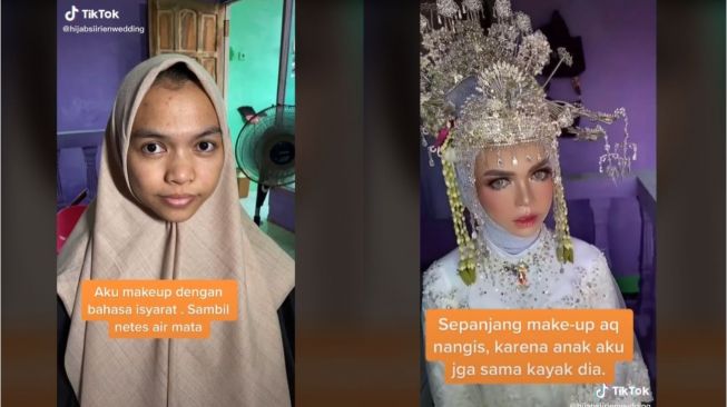 Viral MUA Menangis saat Merias Pengantin Disabilitas (tiktok.com/@hijabsiirienwedding)