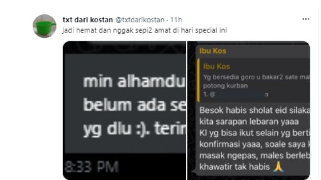 Anak kost dapat 'hadiah' dari ibu kost. (Twitter)