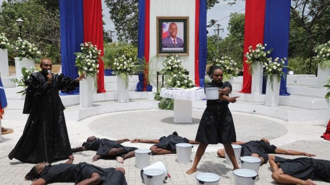 Pemakaman Presiden Haiti Jovenel Moise yang tewas terbunuh. (Foto: AFP)