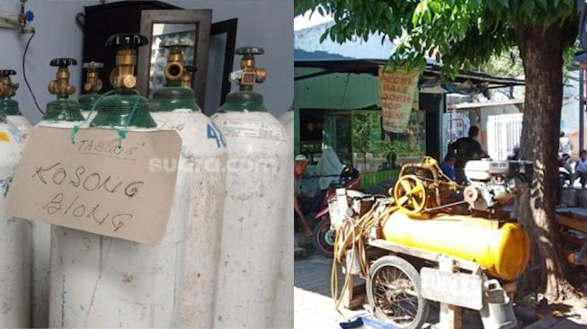 Tega Banget! Beredar Tabung Oksigen Palsu Berisi Udara Kompresor Tambal Ban