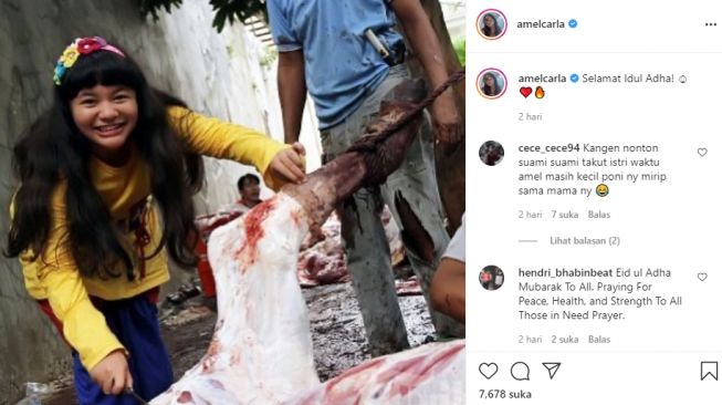 Potret terkini Amel Carla dengan pipi tirus. [Instagram]