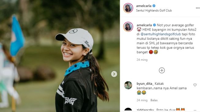 Potret terkini Amel Carla dengan pipi tirus. [Instagram]