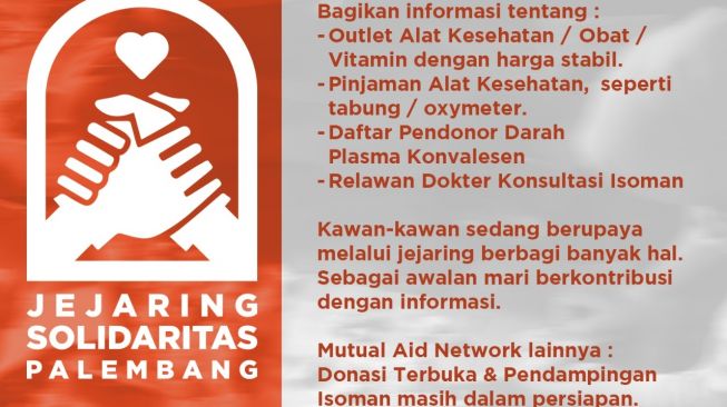 Inisiatif Rakyat Bantu Rakyat di Palembang, Bisa Klik jejaringsolidaritaspalembang.com