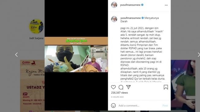 Unggahan Ustaz Yusuf Mansur [Instagram]