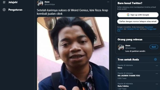 Orang biasa mirip Reza Arap. [Twitter]