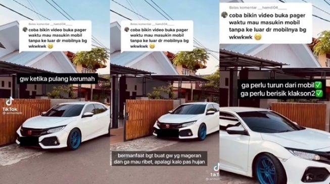 Mager, Aksi Sopir Buka Pagar dan Parkir Tanpa Turun dari Mobil Bikin Melongo