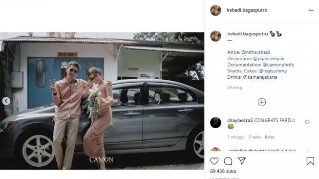 Irshadi bagas dan istri, Larasati Ayuningrum [Instagram/Irshadi.bagasputro]