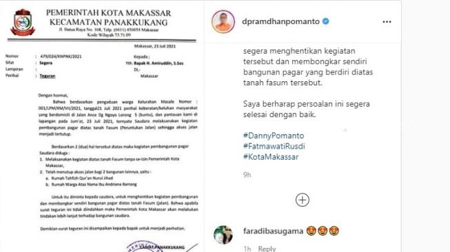 Pemkot Makassar Sebut Jalan Masuk Rumah Penghafal Alquran Fasilitas Umum