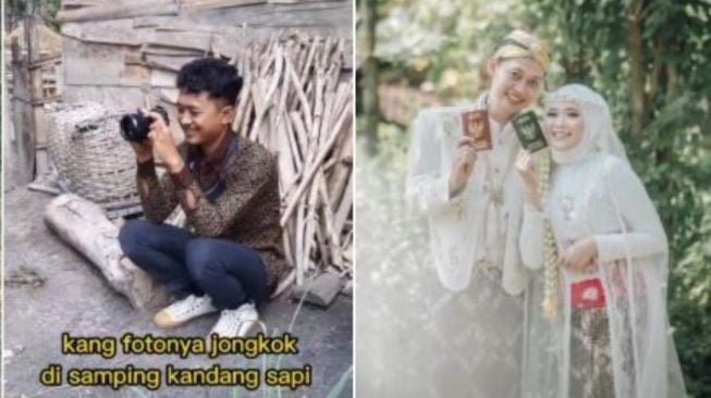 Editing Foto Tingkat Dewa, Pengantin Difoto Dekat Kandang Sapi Hasilnya Bikin Melongok