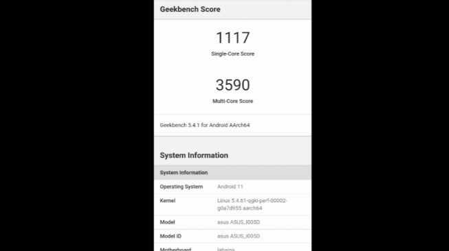 Uji coba performa lewat aplikasi benchmark populer Geekbench  [screenshot Suara.com]