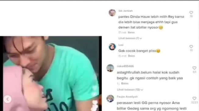 Rizky Billar mencium kening Lesti Kejora (Instagram)