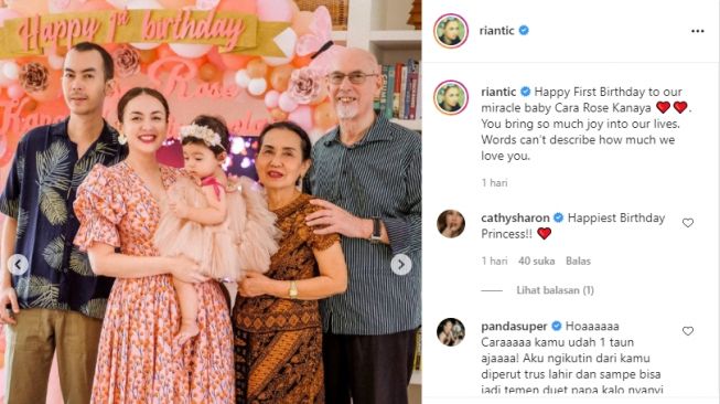 Momen ultah Cara Rose anak Rianti Cartwright. [Instagram/riantic]