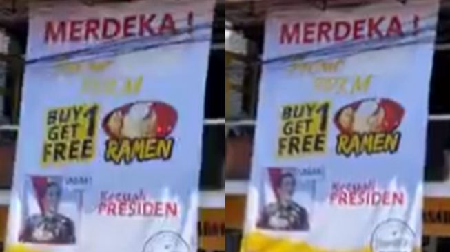 Viral warung pasang spanduk tentang PPKM bergambar Jokowi. (Instagram/@undercover.id)