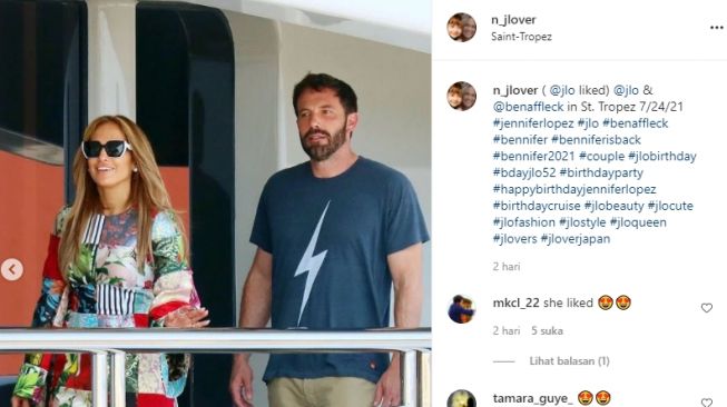 Potret mesra liburan Jennifer Lopez dan Ben Affleck. [Instagram]