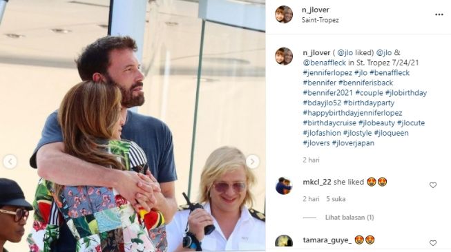 Potret mesra liburan Jennifer Lopez dan Ben Affleck. [Instagram]