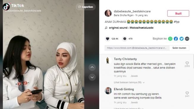 Bella Shofie dan anak sambungnya (TikTok)