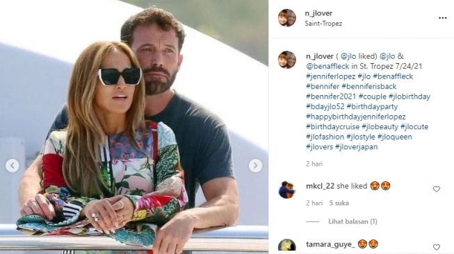 Potret mesra liburan Jennifer Lopez dan Ben Affleck. [Instagram]