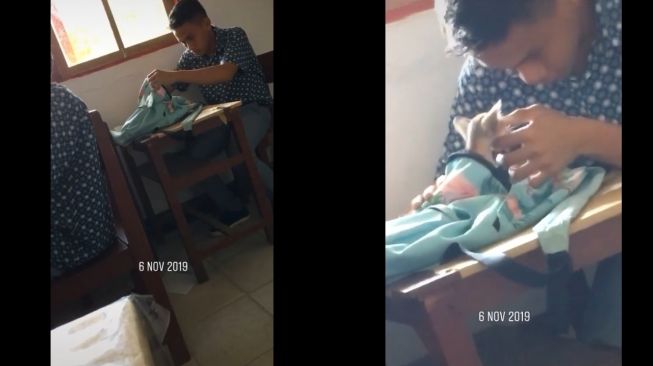 Viral Pemuda SMA Bawa Kucing ke Kelas, Kaget Pas Direkam Teman