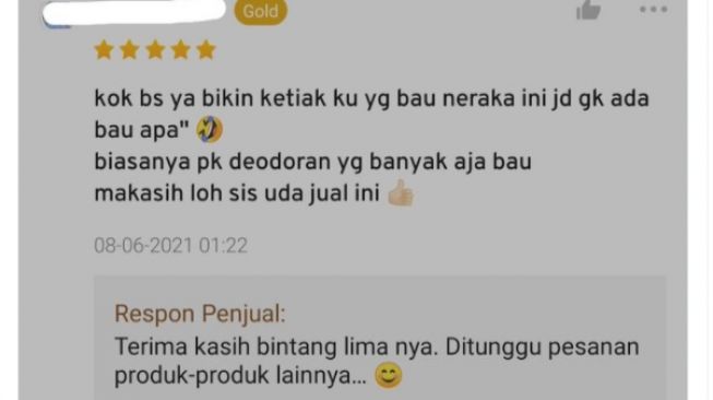 Kasih Review Positif Setelah Beli Deodoran, Warganet Malah Curiga Anosmia. (Twitter)