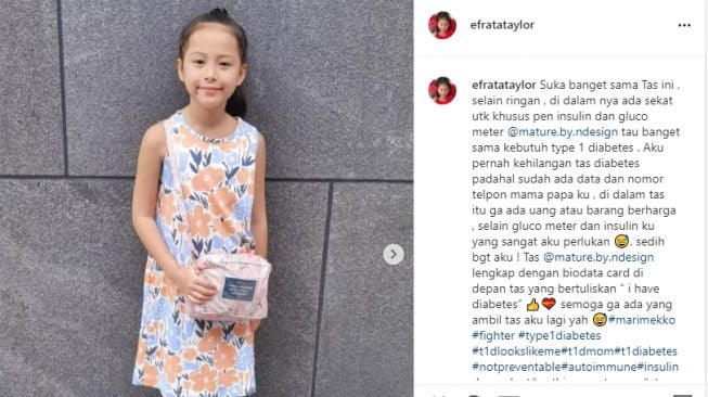 Potret Efrata Taylor anak bungsu Pierre Roland. [Instagram]