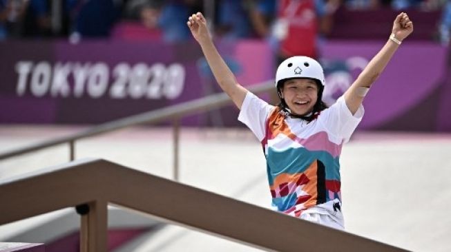 Skater Jepang, Momiji Nishiya. (JEFF PACHOUD / AFP)