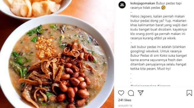 Bubur pedas, makanan khas Kalimantan Barat. (Instagram)