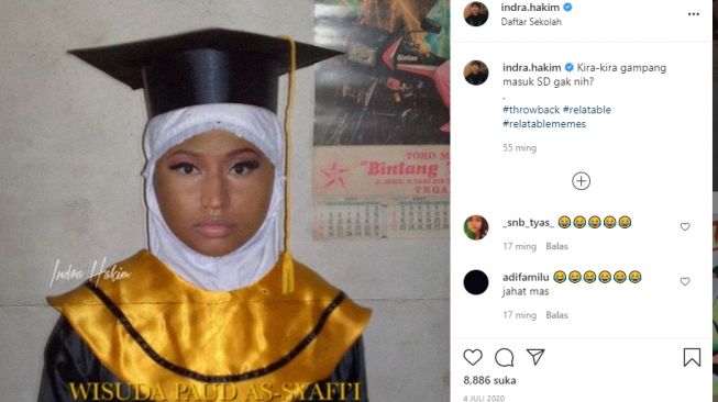 Potret kocak foto editan seleb Hollywood pakai jilbab. [Instagram/indra.hakim]